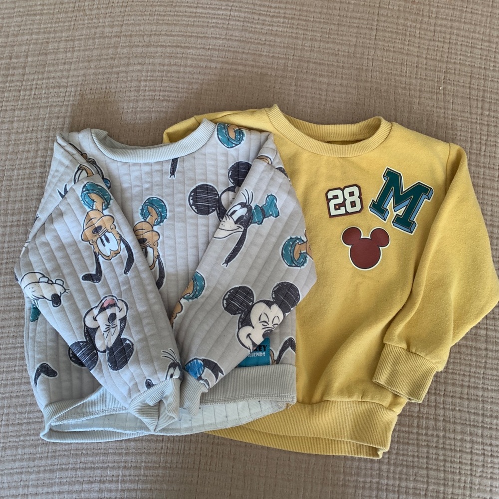 Disney Kids Mickey & Varsity Patch Sweatshirt Bundle